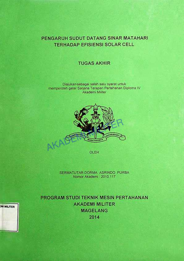 PENGARUH SUDUT DATANG SINAR MATAHARI TERHADAP EFISIENSI SOLAR CELL